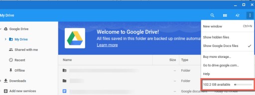 Google Drive space avail